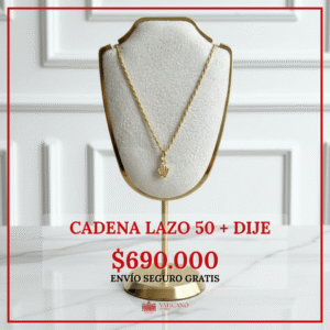 Set Cadena Lazo 50cm + Dije / 1,3gr / 1,2mm / Oro 18K