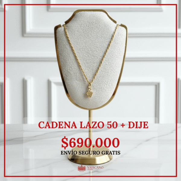 Cadena Lazo 50 + Dije (1) Set Cadena Lazo 50cm + Dije / 1,3gr / 1,2mm / Oro 18K