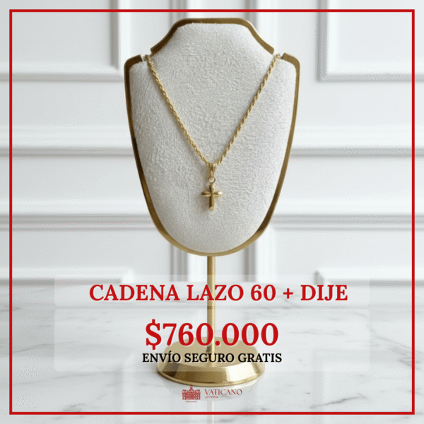 Set Cadena Lazo 60cm + Dije / 1,4gr / 1,2mm / Oro 18K