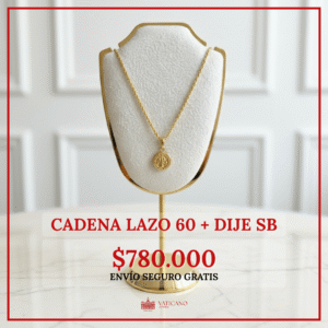 Set Cadena Lazo 60cm + Dije (San Benito) / 1,5gr / 1,2mm / Oro 18K